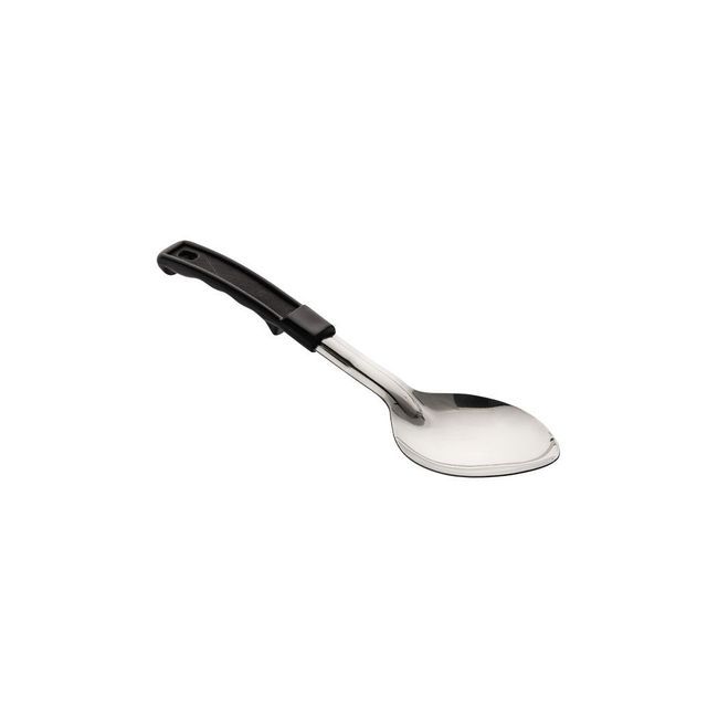 Browne Conventional Stainless Steel Solid Serving Spoon With Black Plastic Handle, 11 In