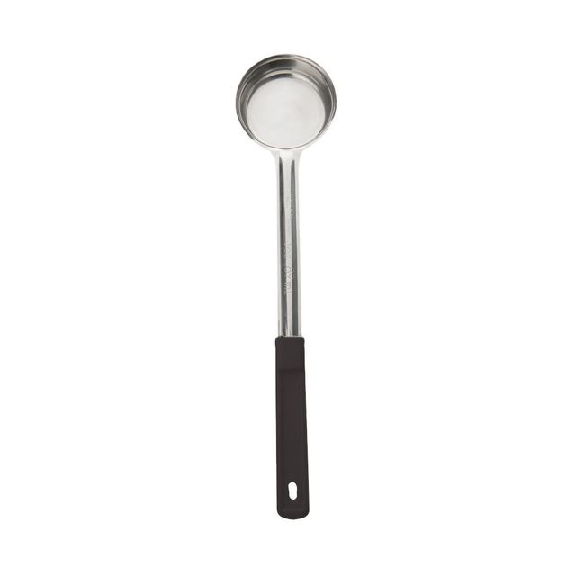 Stainless Steel One-Piece Perforated Portioner with Black Handle