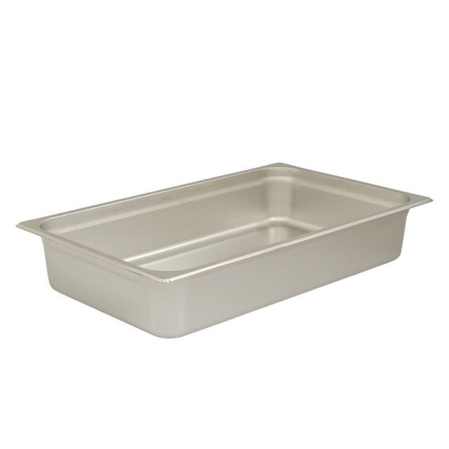 Browne 304 Stainless Steel 25 Gauge Anti Jamming Full Size Steam Table Pan, 4 In Deep