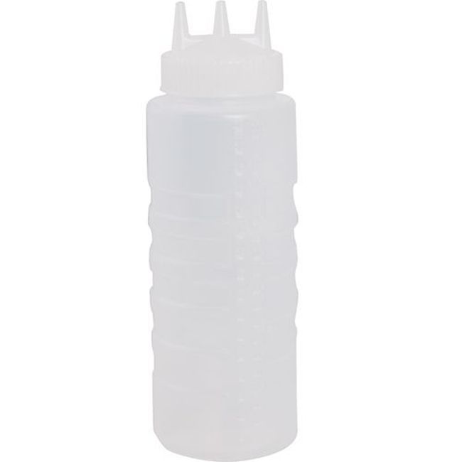 Vollrath 3332-13 Traex Color-mate Tri Tip Wide Mouth Clear Squeeze Dispenser With Clear Top, 32 Oz Capacity