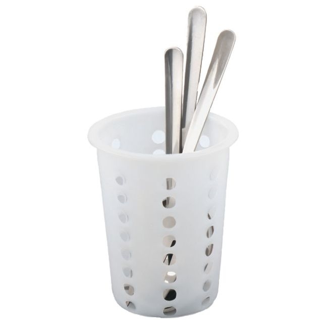 Polypropylene White Perforated Flatware Cylinder