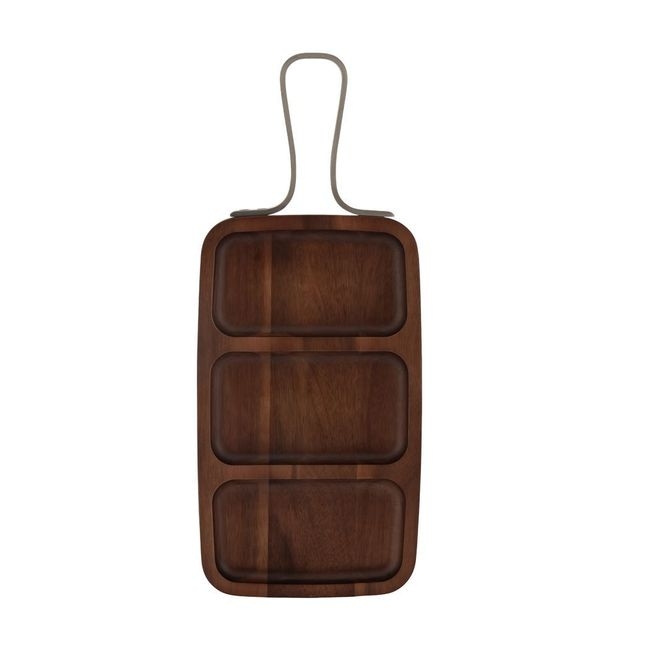 Acacia Wood Rectangle 3 Sections Serving Board