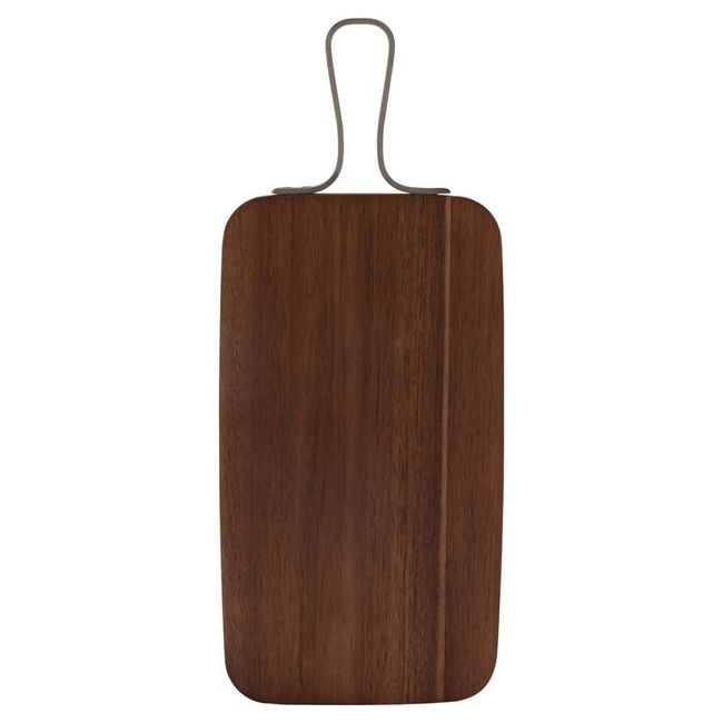 Acacia Wood Rectangle Serving Board with Stainless Steel Handle