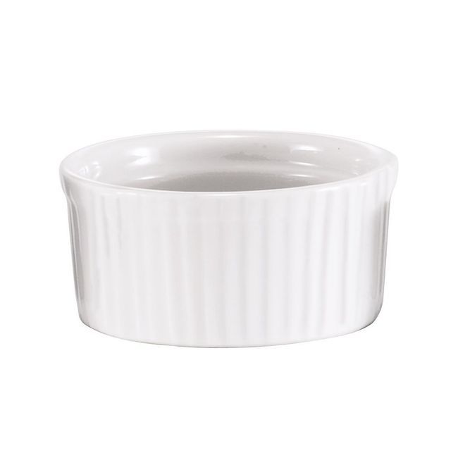 Browne Porcelain Smooth Rim And Ribbed Sides Ramekin, 10 Oz Capacity