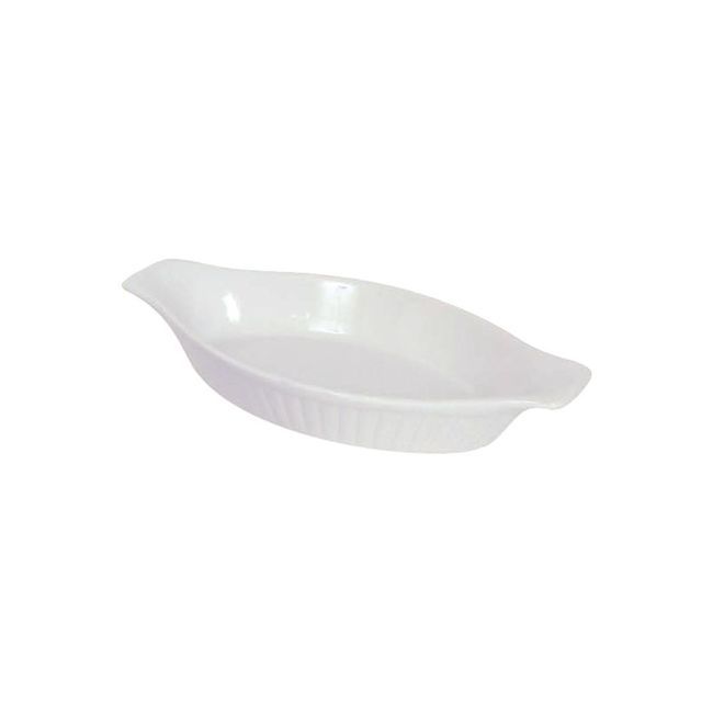 Browne Stoneware White Ribbed With Smooth Trim Lasagna Baker, 12 Oz Capacity