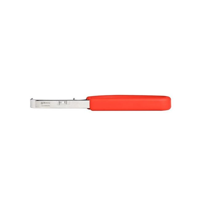 Dual Serrated Blade Straight Peeler with Red Handle