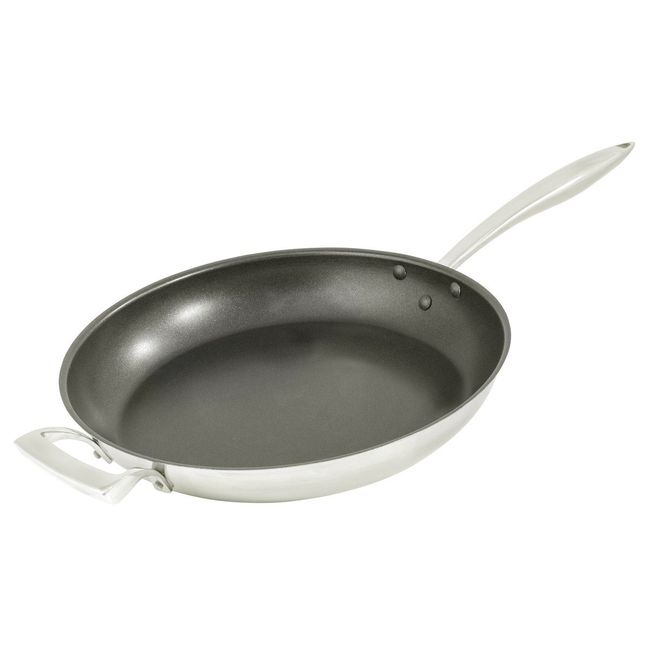 Thermalloy Stainless Steel Excalibur Coated Deluxe Fry Pan with Helper Handle