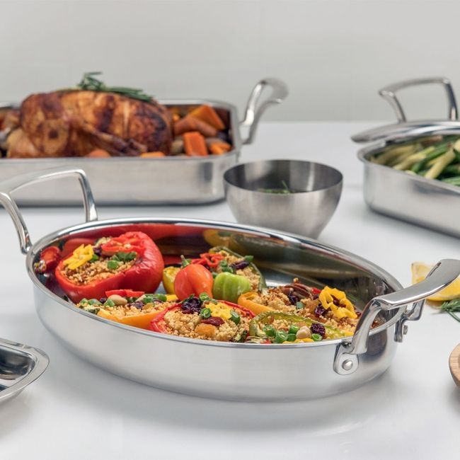 Thermalloy Stainless Steel Tri-Ply Oval Roast Pan