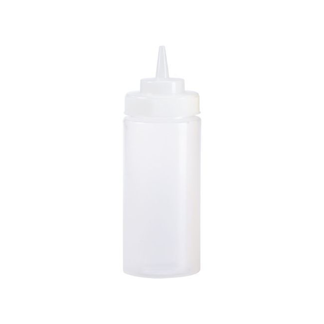 Browne Polyethylene Clear Wide Mouth Squeeze Dispenser, 16 Oz Capacity