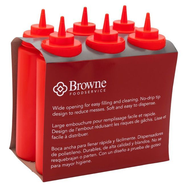 Browne Polyethylene Red Wide Mouth Squeeze Dispenser, 32 Oz Capacity