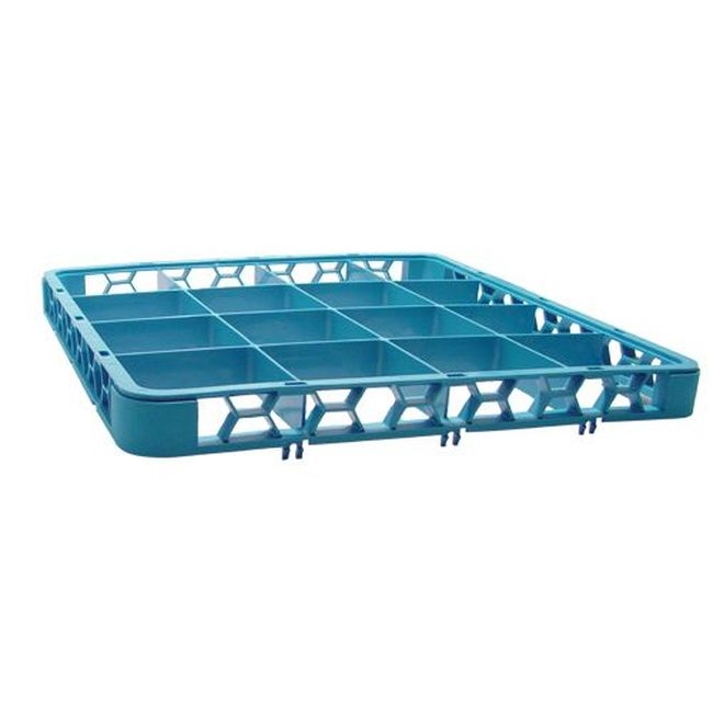 RE1614 Opticlean Polypropylene Blue 16-compartment Divided Glass Rack Extender Only, 19.88 X 19.88 X 1.75 in