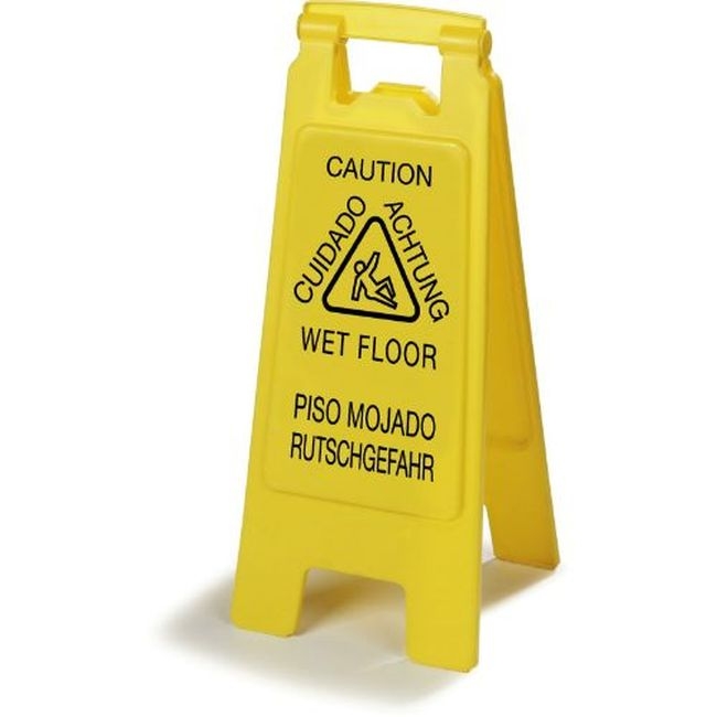 3690904 Flo-Pac Polypropylene Yellow English/Spanish/German Economy Wet Floor Sign, 25 in Height X 11 in Width