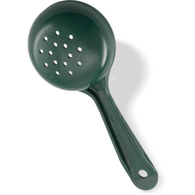 492908 Measure Miser Forest Green Perforated Short Handle Serving Spoon, 4 oz Capacity