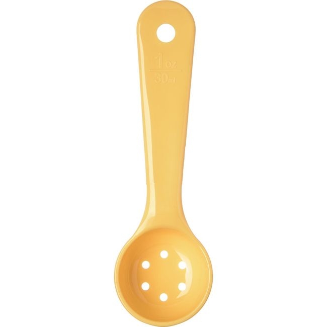 492304 Measure Miser Yellow Acetal Perforated Short Handle Portion Spoon, 1 oz Capacity