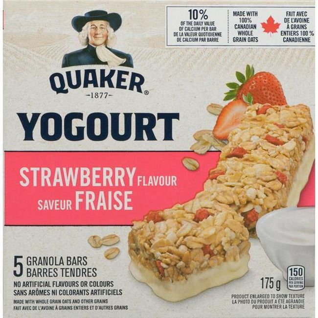 Quaker Strawberry Yogourt Granola Bar, 175 G -- 12 Per Case