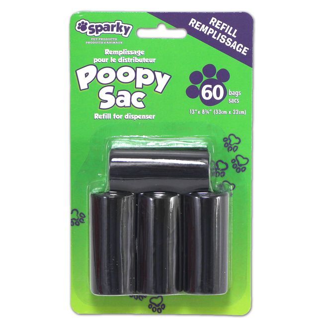 Sparky Poopy Sac Dispenser Refill, 60 Count -- 48 Per Case