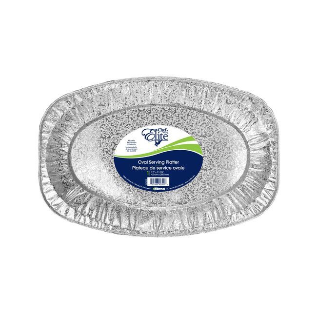 Chef Elite Oval Aluminum Platter With Design, 17 X 11.25 In -- 24 Per Case