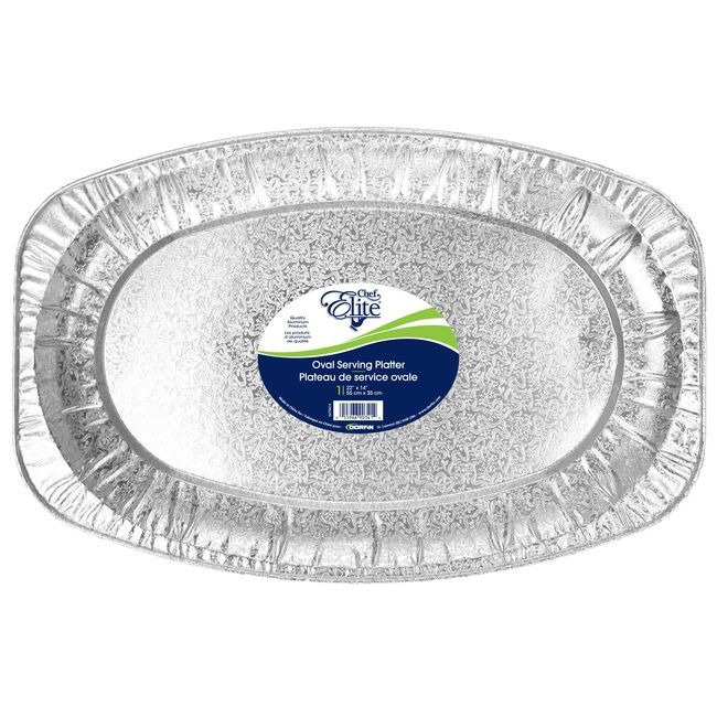 Chef Elite Oval Aluminum Platter With Design, 22 X 14 In -- 24 Per Case