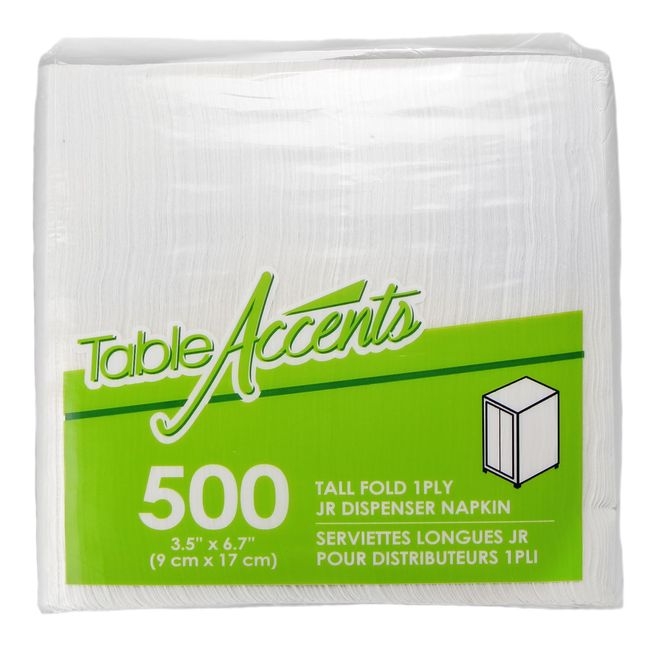 White 1-Ply Tall Fold Junior Dispenser Napkin