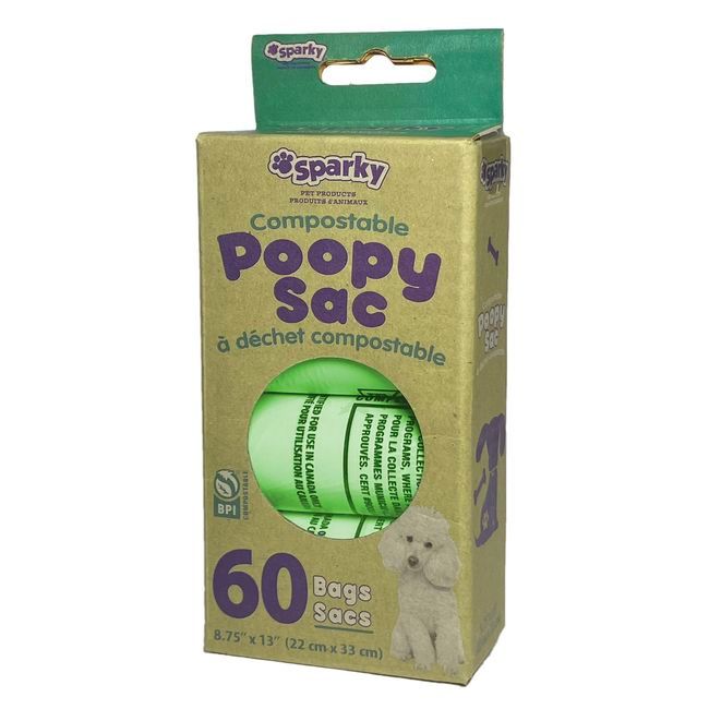 Sparky Poopy Sac Compostable Waste Bag, 60 Count -- 24 Per Case