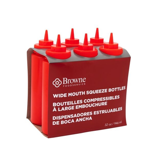 Polyethylene Red 32 oz Wide Mouth Squeeze Bottle