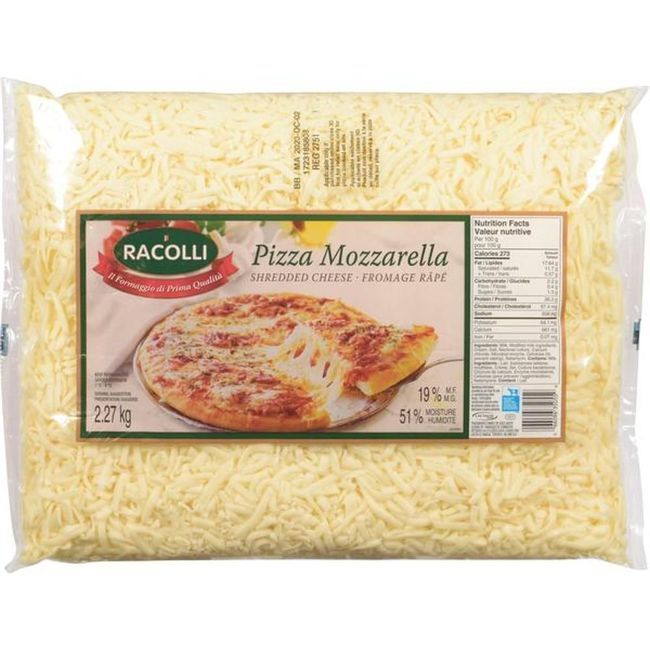 Racolli Shredded Cheese Pizza Mozzarella, 2.27 Kg -- 4 Per Case