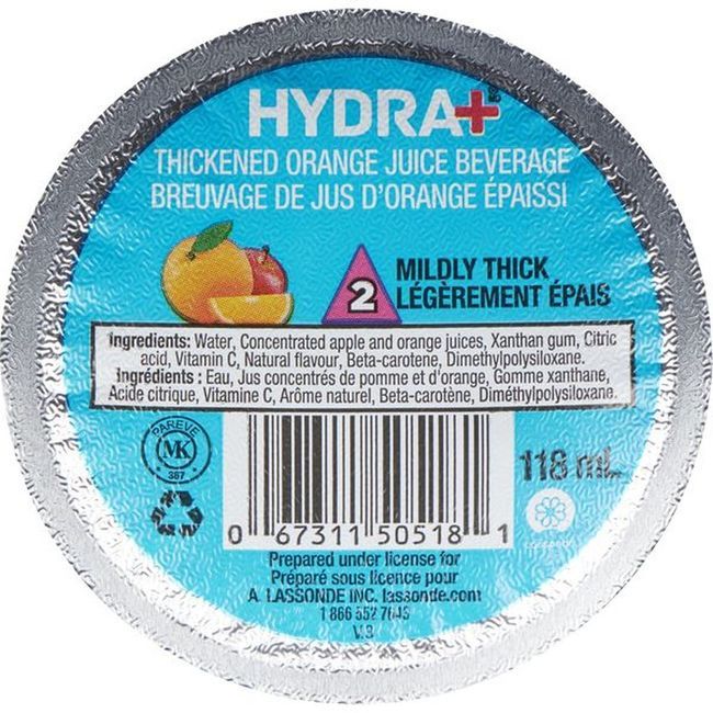 Hydra+ Iddsi Level 2 Thickened Orange Delight Juice Drink, 118 Ml -- 24 Per Case
