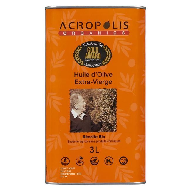 Acropolis Organics Bioharvest Extra Virgin Olive Oil, 3 L -- 6 Per Case