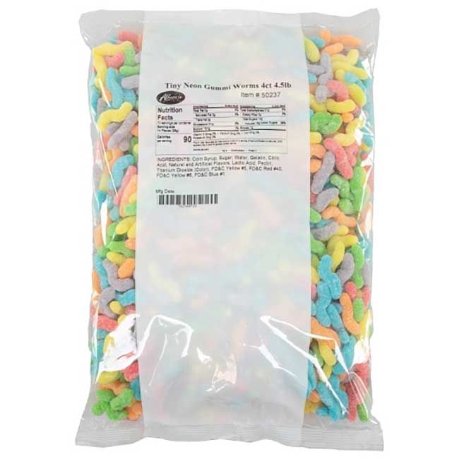 Albanese Tiny Neon Gummi Worms, 4.5 Lb -- 4 Per Case
