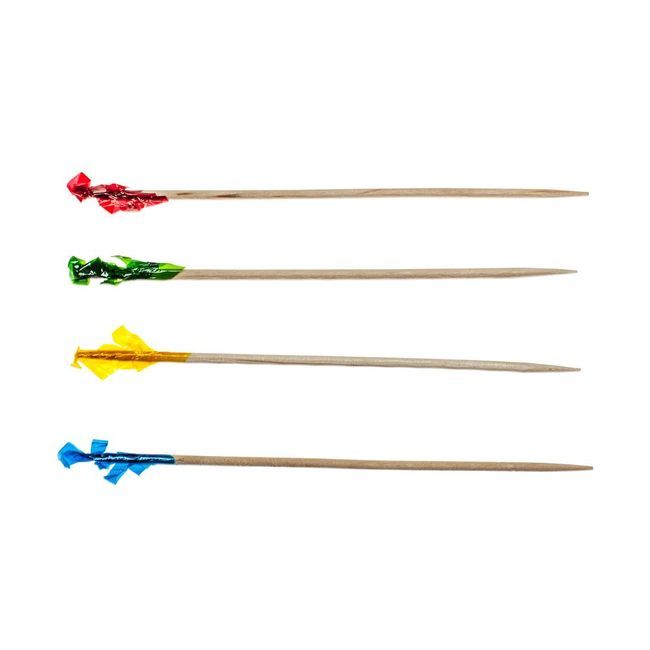 Touch 4 Inch Assorted Color Wood Frill Toothpick, 1000 Count -- 10 Per Case