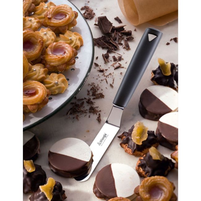 Triangle Professional Stainless Steel Cranked Confiserie Spatula With Polypropylene Handle, 12 Cm