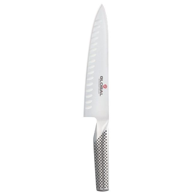 Global Fluted Cooks Knife, 8 In Blade Length