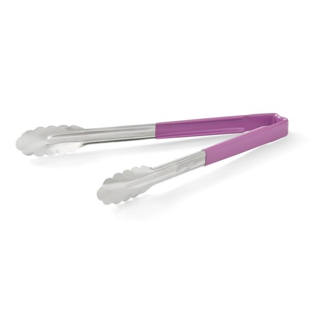 4781280 Stainless Steel Antimicrobial One Piece Scalloped Tong with Purple Kool-touch Handle, 12 in Length