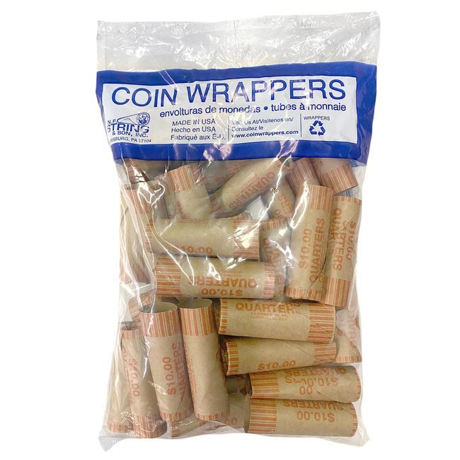 Dorfin Paper Quarters Coin Wrapper, 36 Count -- 20 Per Case