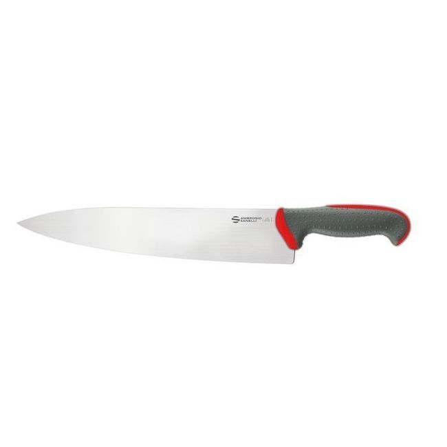 Ambrogio Sanelli Tecna Red Chef Knife With Semi Polished Blade Finishing, 12 In