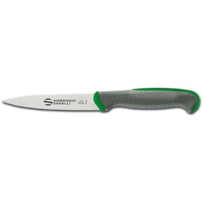 Ambrogio Sanelli Tecna Green Paring Knife With Semi Polished Blade Finishing, 4.25 In