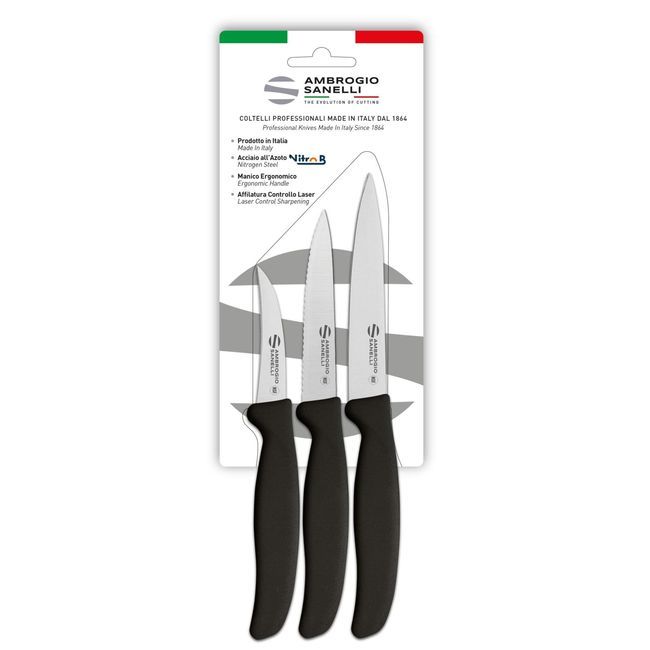 Ambrogio Sanelli Supra 3-piece Paring Knives - Blister Pack