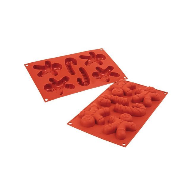 Silikomart Siliconflex Alimentary Silicone 6 Cavities Gingerbread Mold, 3.72 In Length X 3.07 In Width X 0.82 In Height