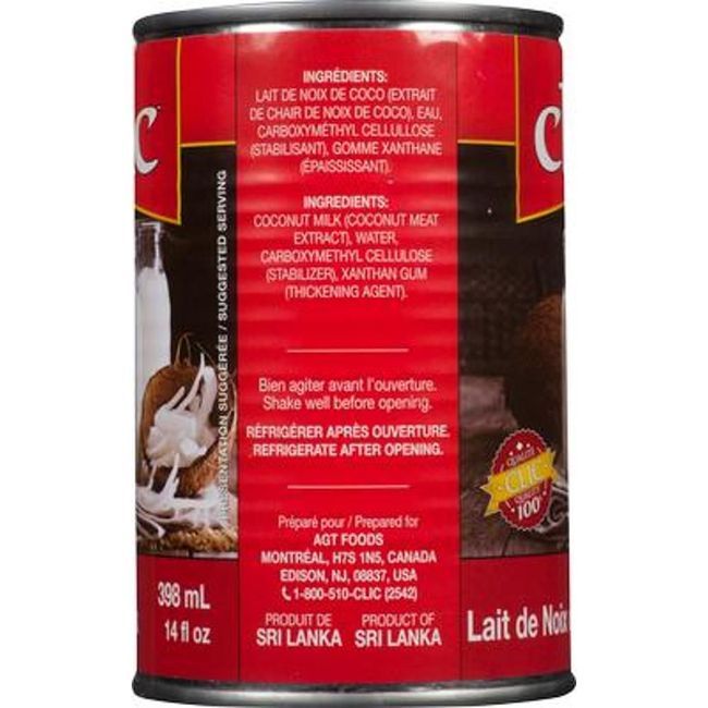Clic Coconut Milk, 398 Ml -- 24 Per Case