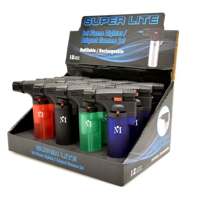 Super Lite Jet Flame Refillable Lighter -- 96 Per Case