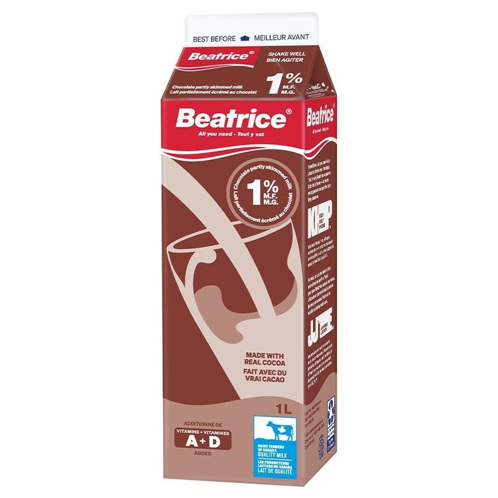 Beatrice 1 Percent Milk Fat Chocolate Milk, 1 L - 16 Per Case