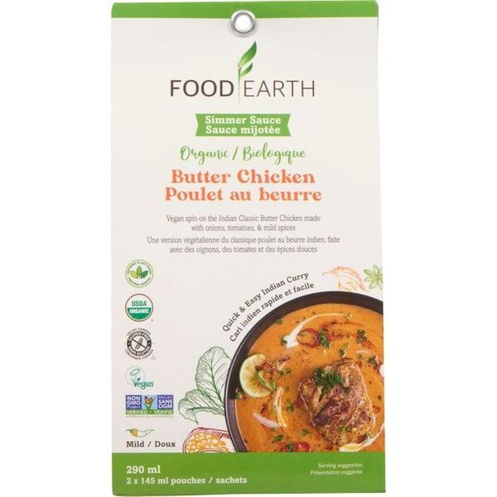 Food Earth Organic Butter Chicken Simmer Sauce, 290 Ml -- 6 Per Case