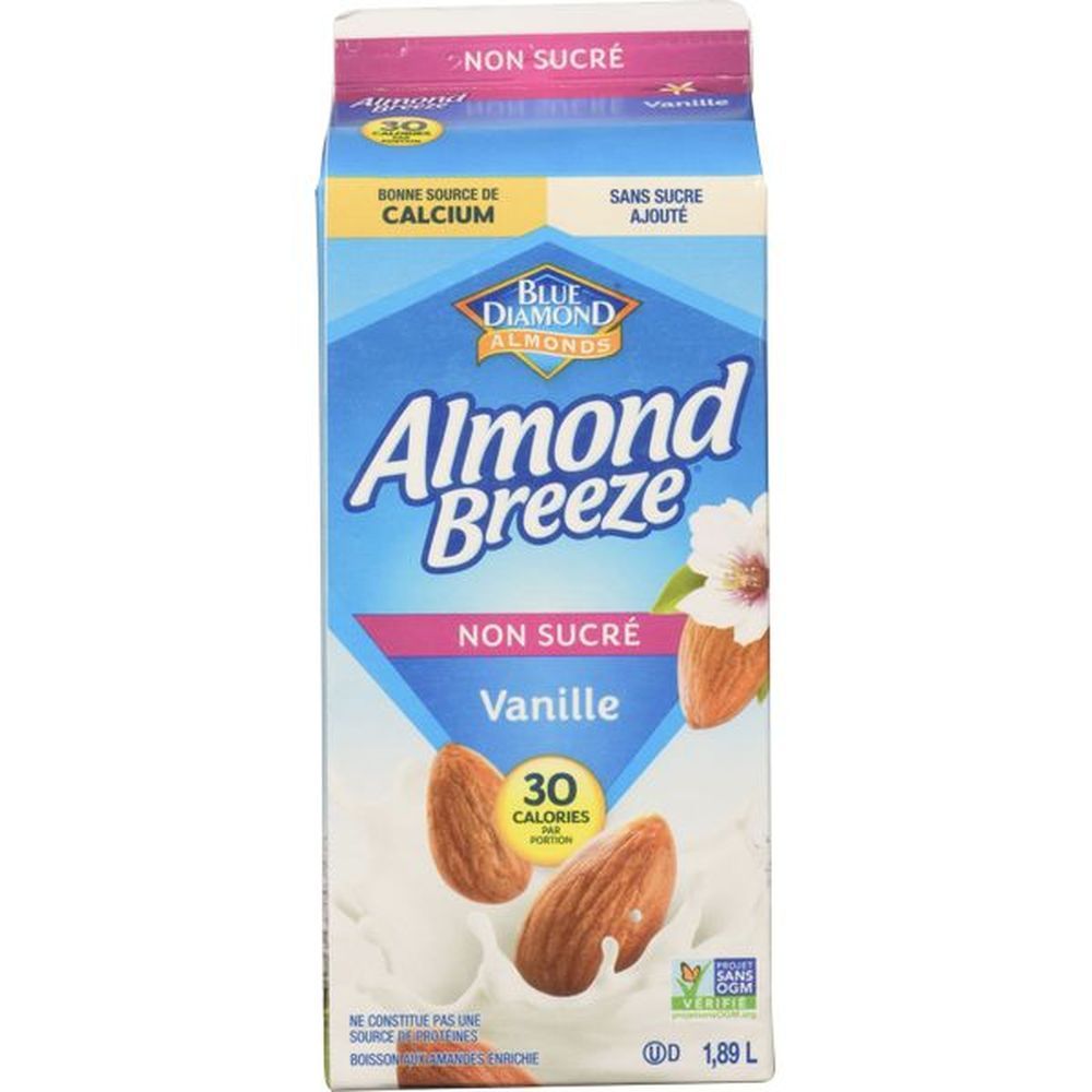 Blue Diamond Almond Breeze Fortified Unsweetened Vanilla Almond Beverage, 1.89 L