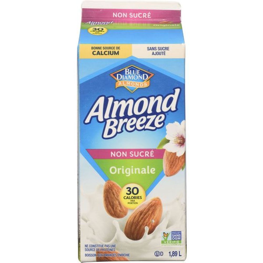 Blue Diamond Almond Breeze Fortified Unsweetened Original Almond Beverage, 1.89 L