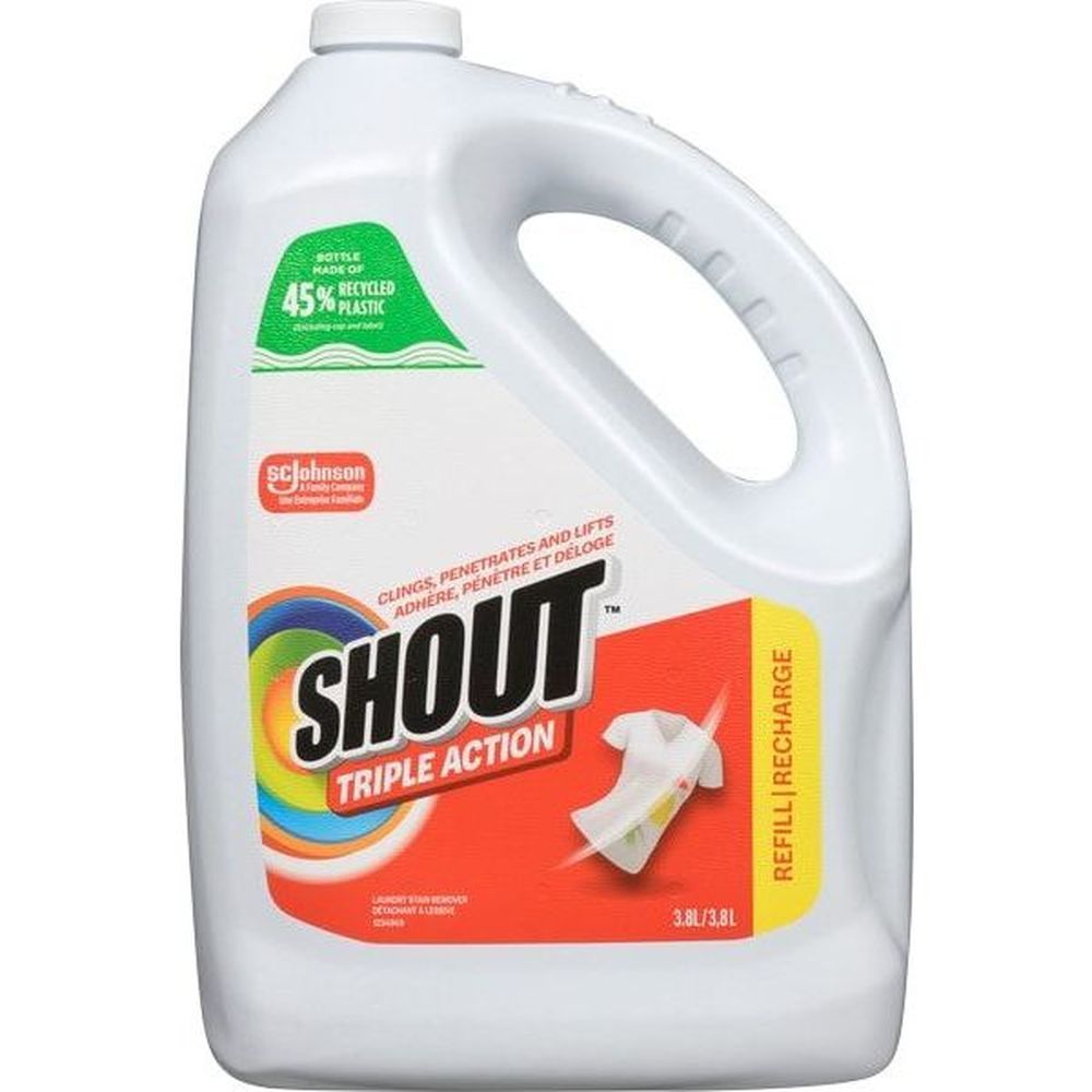 Shout Triple Action Laundry Stain Remover - Grocery Pack, 3.8 L -- 4 Per Case