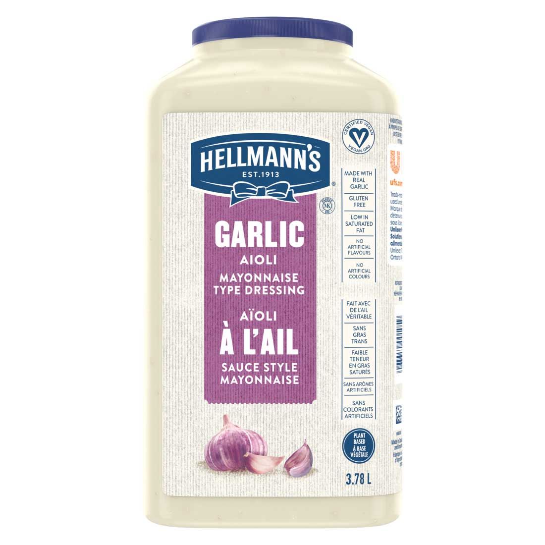 Hellmann's Garlic Aioli, 3.78 L -- 1 Each
