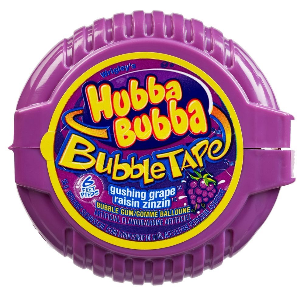 Hubba Bubba Grape Bubble Tape Chewing Gum, 12 Count
