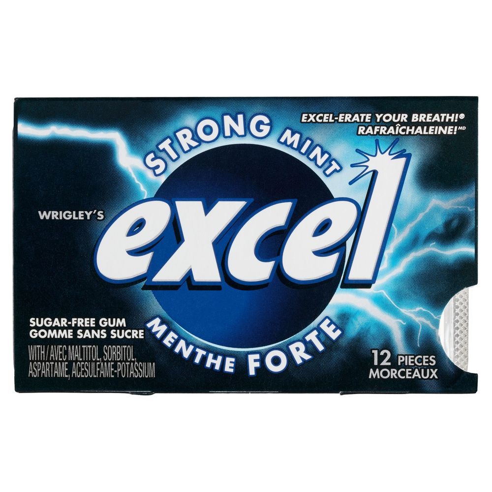 Excel Strong Mint Sugar Free Gum, 12 Count -- 18 Per Case