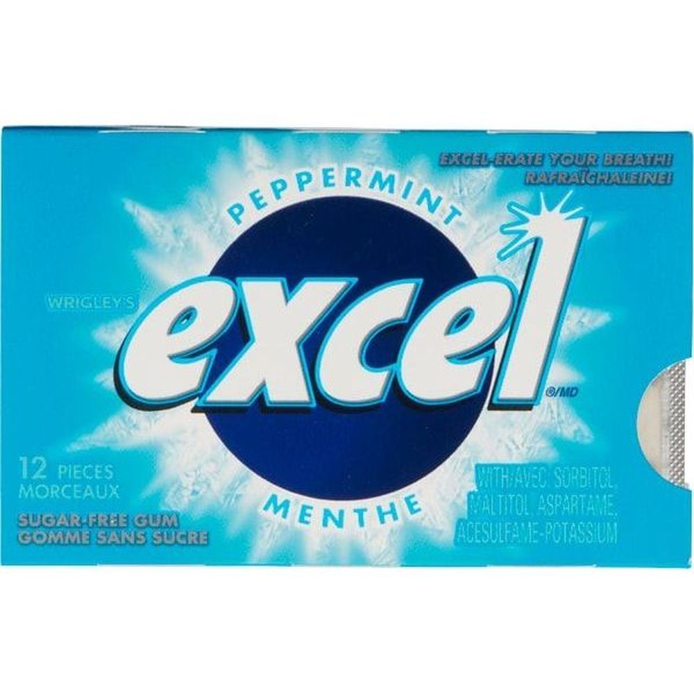Excel Peppermint Sugar Free Gum - Single, 12 Count -- 18 Per Case
