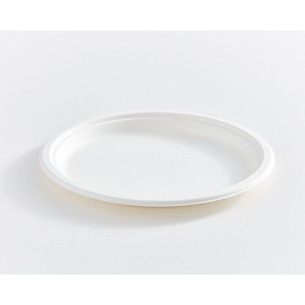 10 in Compostable Bagasse Round Fibre Plate